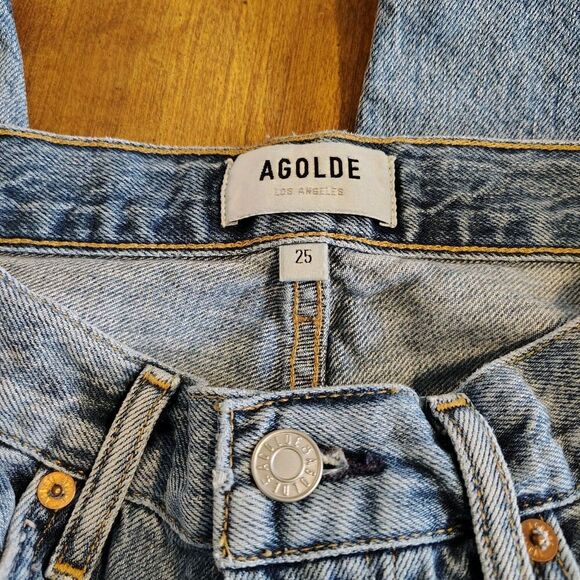 Agolde Riley Jeans Womens Straight High Rise Size 25 Crop Button Fly Stretch - Picture 7 of 10